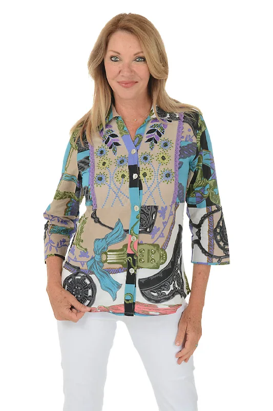 Season Sale Petite Glenda Embroidered Button-Front Shirt