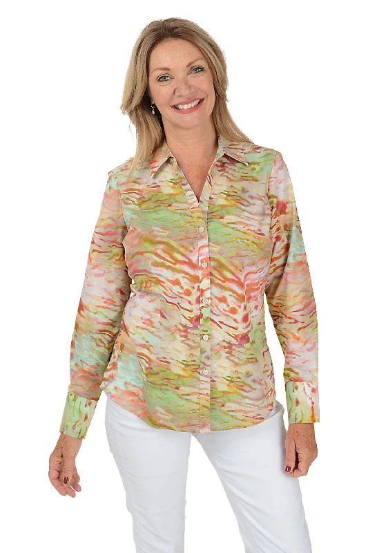 Limited Time Flash Sale Mary Watercolor Zebra Button-Front Shirt