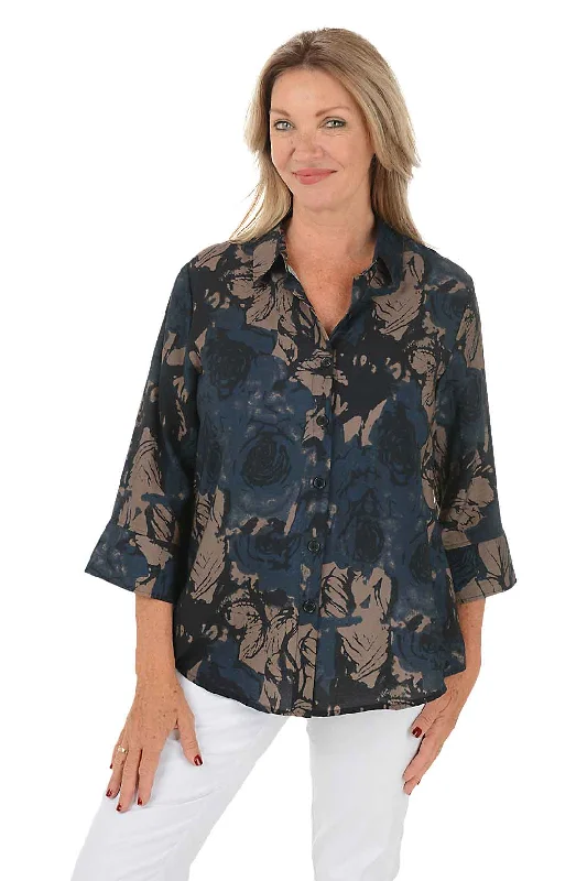 Flash Sales Roses Button-Back Shirt