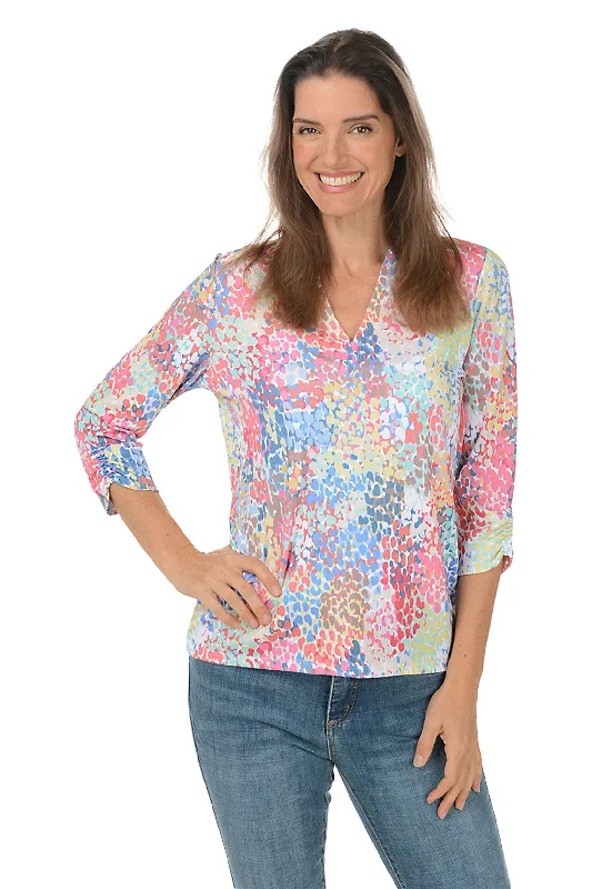 Hot Picks Spectral Ruched 3/4 Sleeve Top