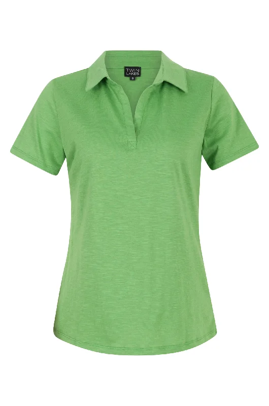 Trendy Threads Cotton Rich Slub Polo Top | APPLE | 6968AR