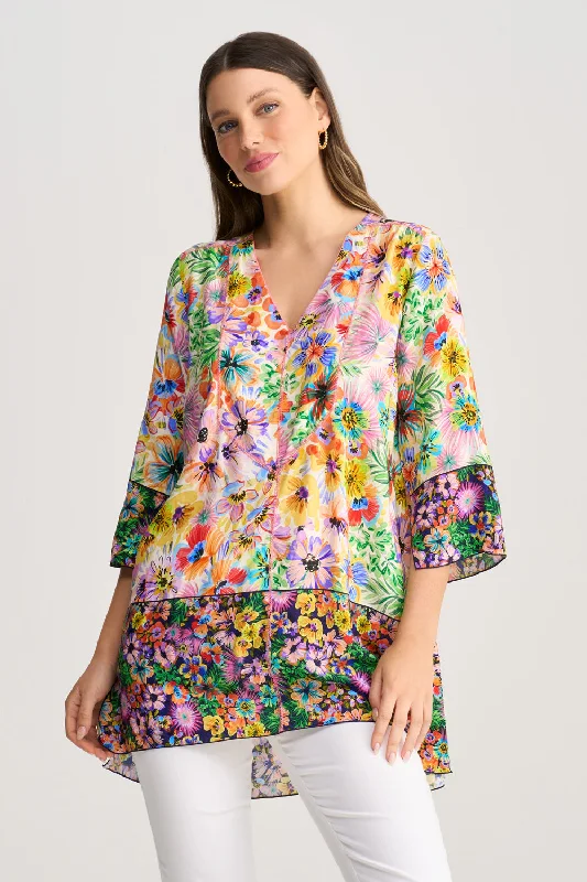 Street Chic Discounts Top Stitch Kaftan - Flower Field Border