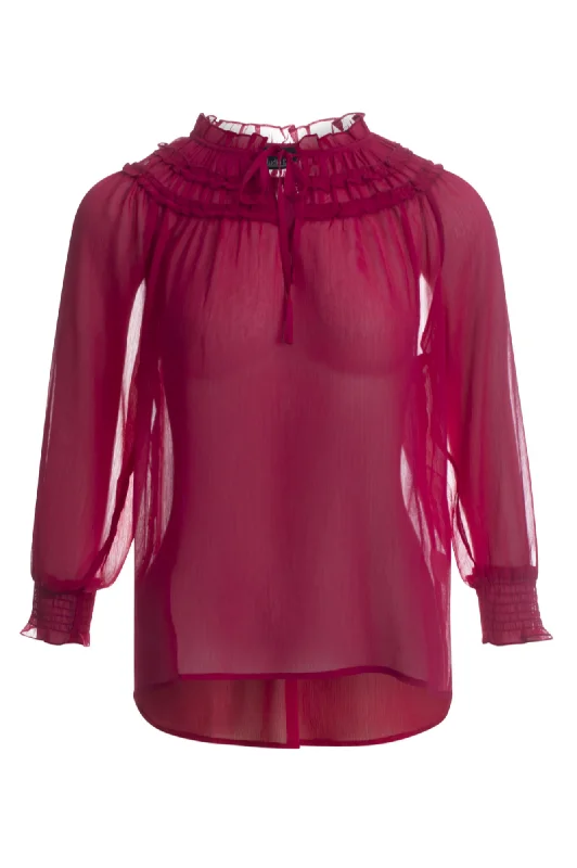 Crazy Discounts, Hurry Up Ruffle trim Top | CERISE | 8541AR