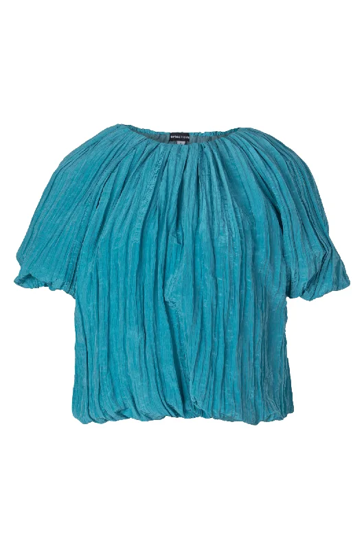 Fashion Forward, Function First Short length Satin Crush Top | DEEP AQUA | 4641A1