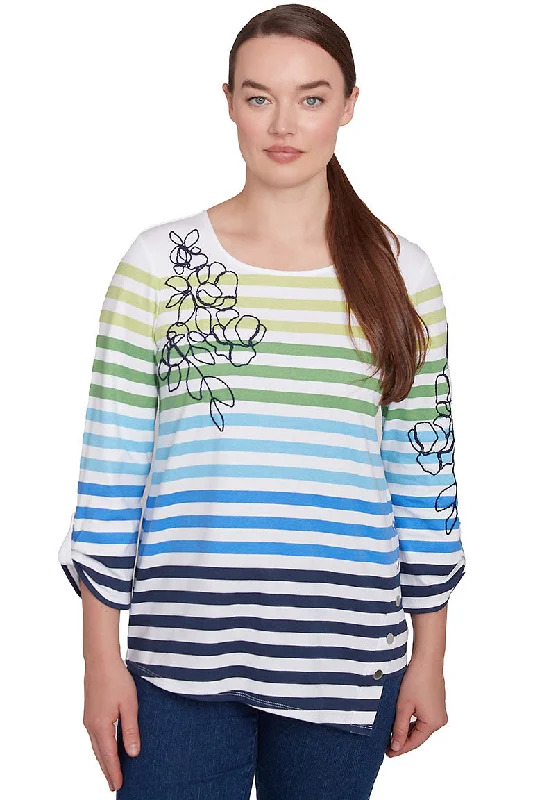 Urban Style Promotions Petite Resort Ready Ombre Striped Asymmetrical Top