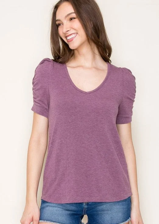 Chic Style, Always In Vogue Soft Cinch Sleeve Tops - 2 Colors!