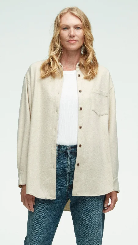 Luxe Style Discounts Oversized Shirt in Wool Jersey | Oat