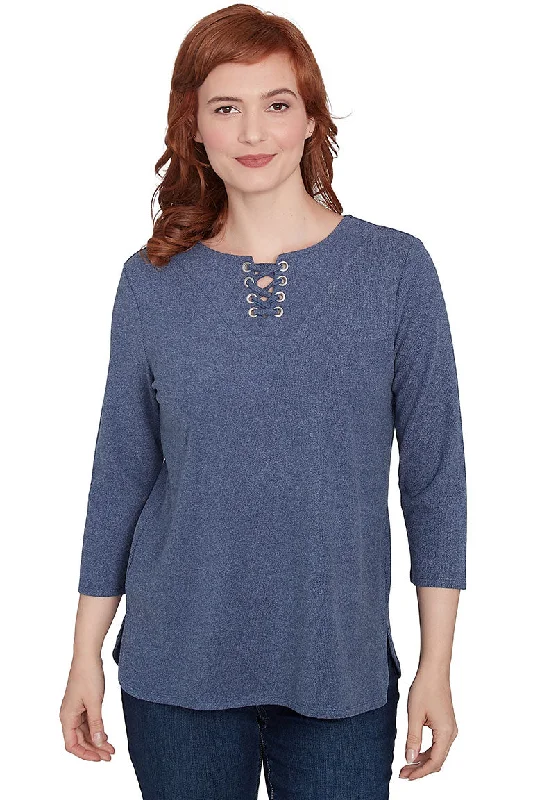 Street Style Discounts Petite Casual Luxe Grommet Laced Top