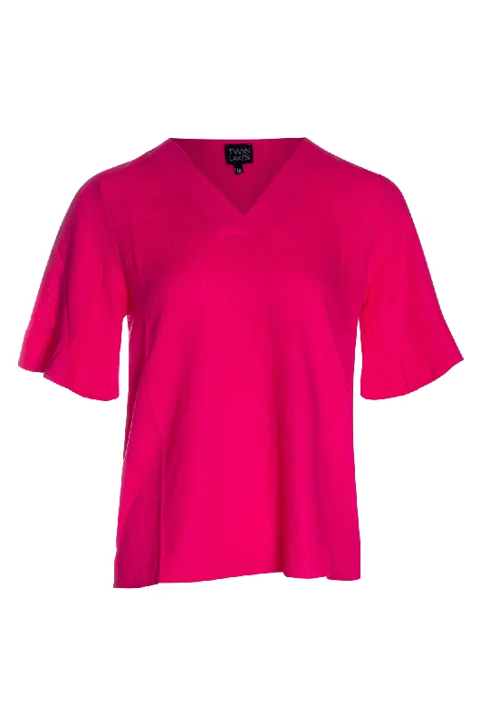 Refined Fashion Sale Viscose Linen Blend Top | CERISE | 6771AR