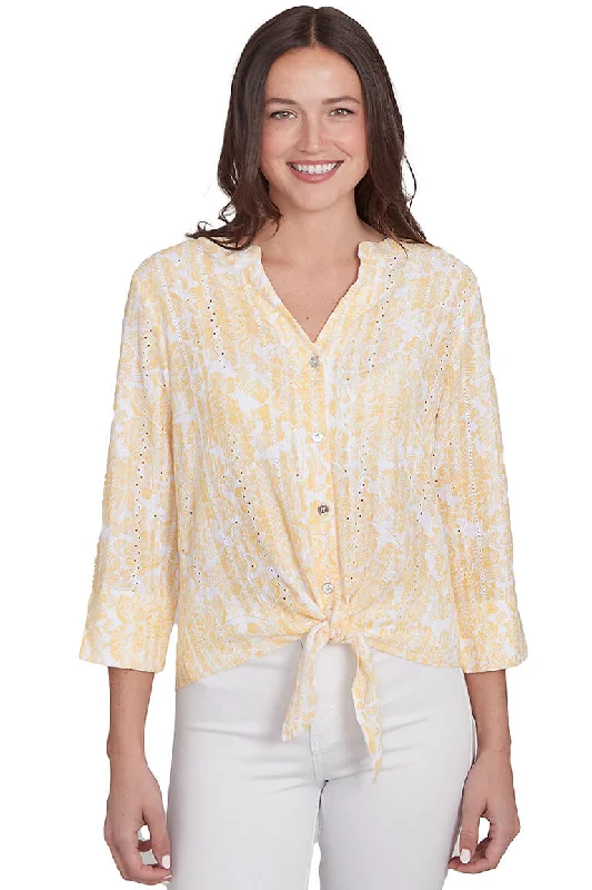 Effortless Style, Endless Impact Marigold Making Waves Hibiscus Gauze Shirt