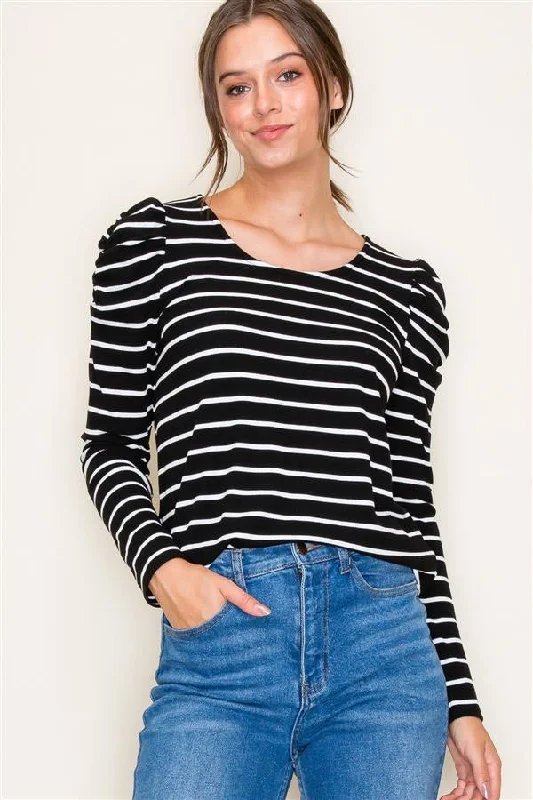 Shop The Hottest Deals Gabriella Striped Puff Sleeve Top