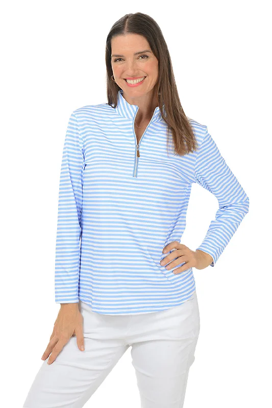 Special Offer Periwinkle Striped Mock Neck UPF50+ Top