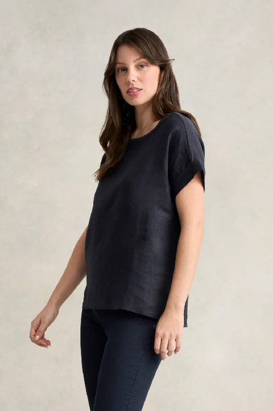 Seasonal Clearance Linen Mix Top - Ink