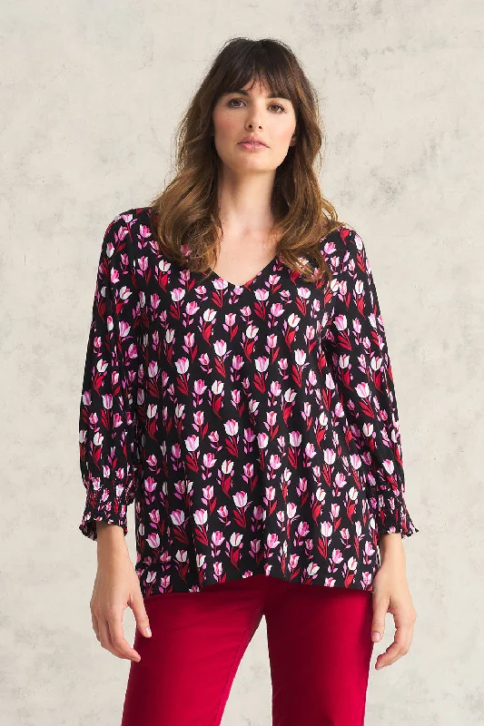 Limited Time Deal Print Jersey Top - Tulips Print