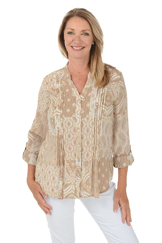 Street Style Discounts Keep It Natural Ikat Pleated Shirt