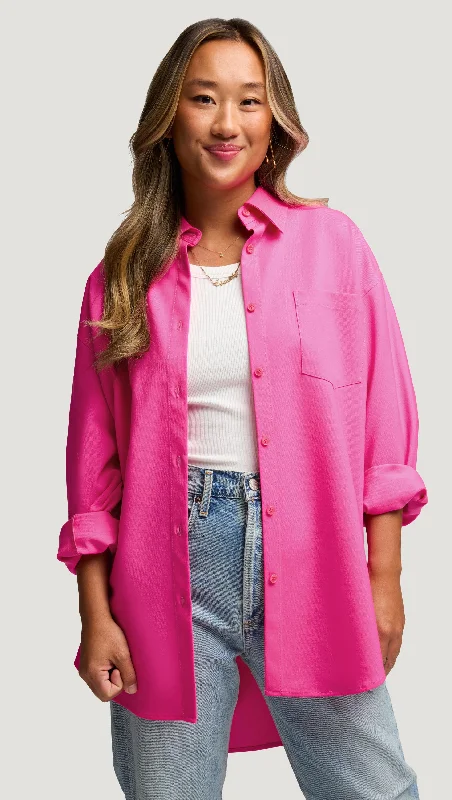 Unleash Your Style #VotingSuitsYou Oversized Shirt in Seasonless Wool | Bright Pink