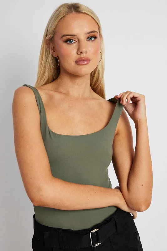 Minimalist Fashion Sale Green Supersoft Top Sleeveless