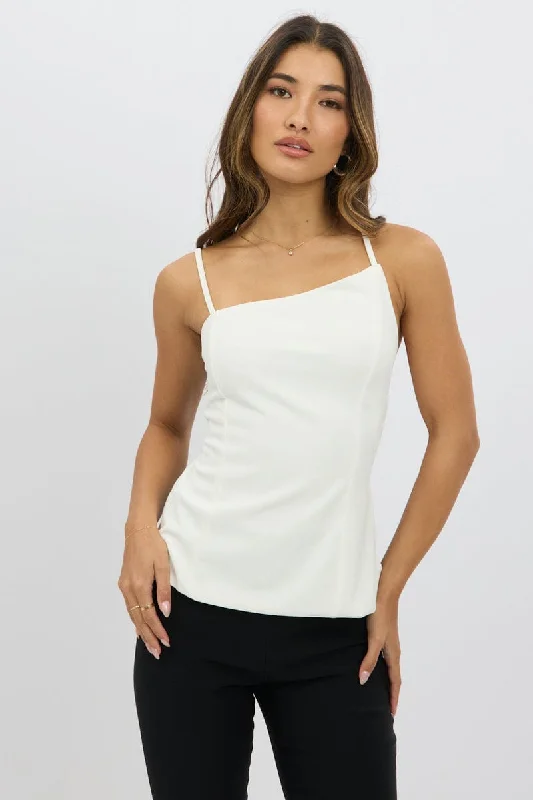 Season Offer White Singlet Top Backless