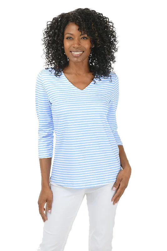 Best Deals Of The Season Striped Classic UPF50+ V-Neck Top