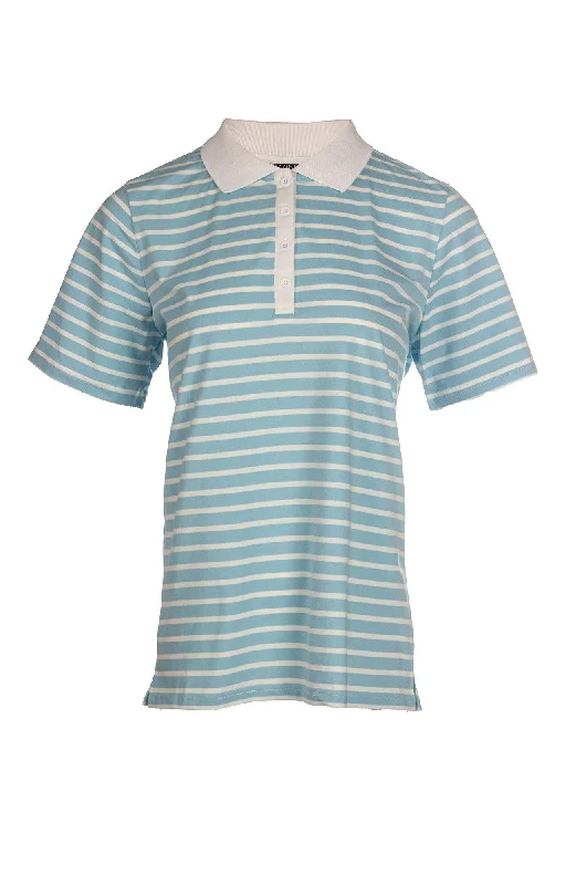 Trendy Street Style Stripe Polo Top | Sky White Wide | 6032A1