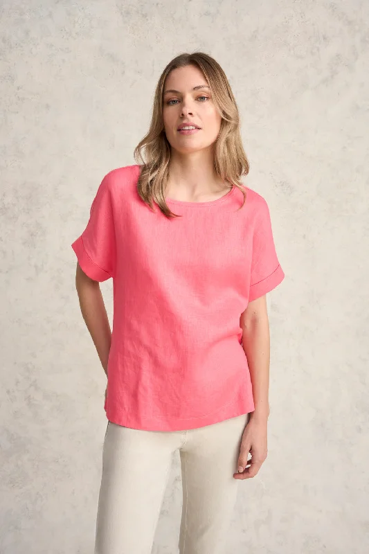 Exclusive Deals Online Linen Mix Top - Coral