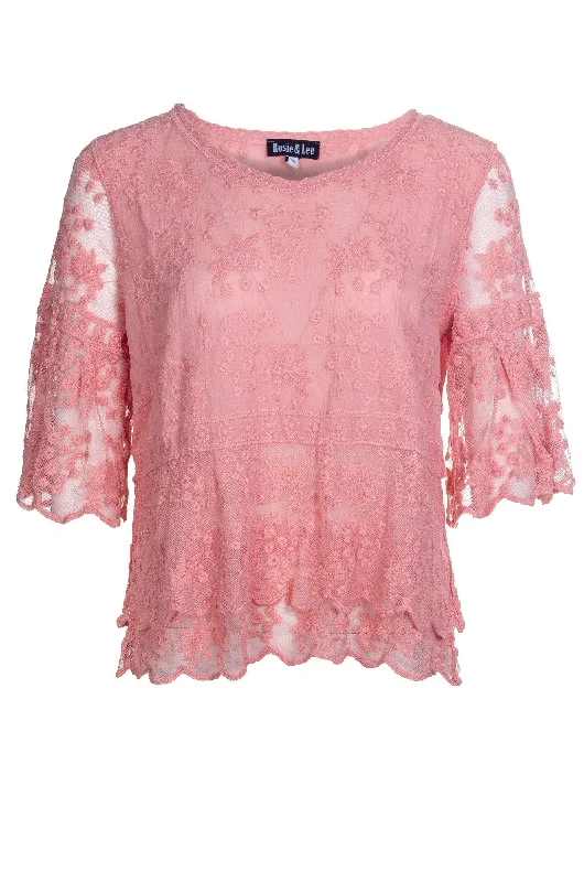 Ends Soon Embroidered Cotton Top | SOFT PINK | 6401A1