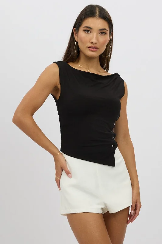 Crazy Discounts, Hurry Up Black Asymmetrical Top Sleeveless