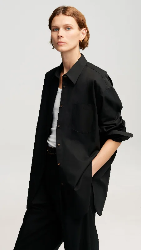 Top Brand Discounts Oversized Shirt in Cotton Twill | Black