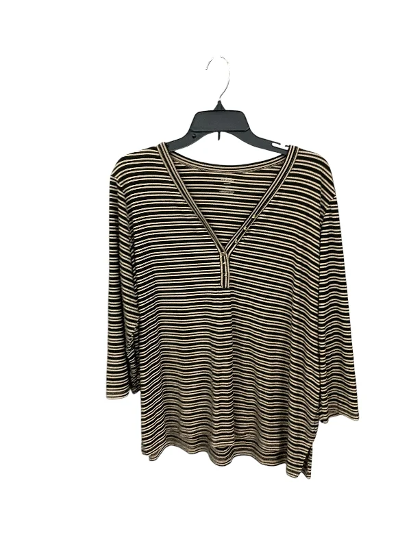 New In This Season Top 3/4 Sleeve By Rafaella In Striped Pattern