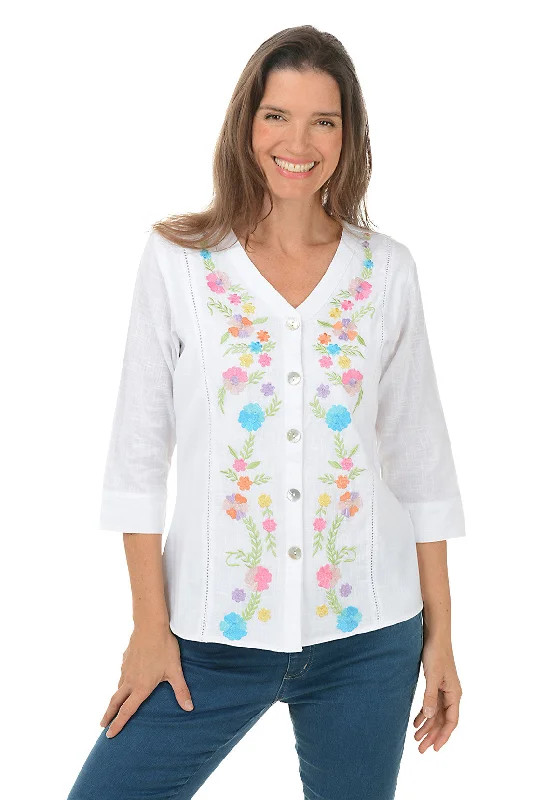 Fall Sale, Prices Drop Charlotte Embroidered Button-Front Shirt