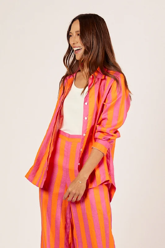 Hurry Before It's Gone Oversized Linen Boyfriend Shirt in Afterglow