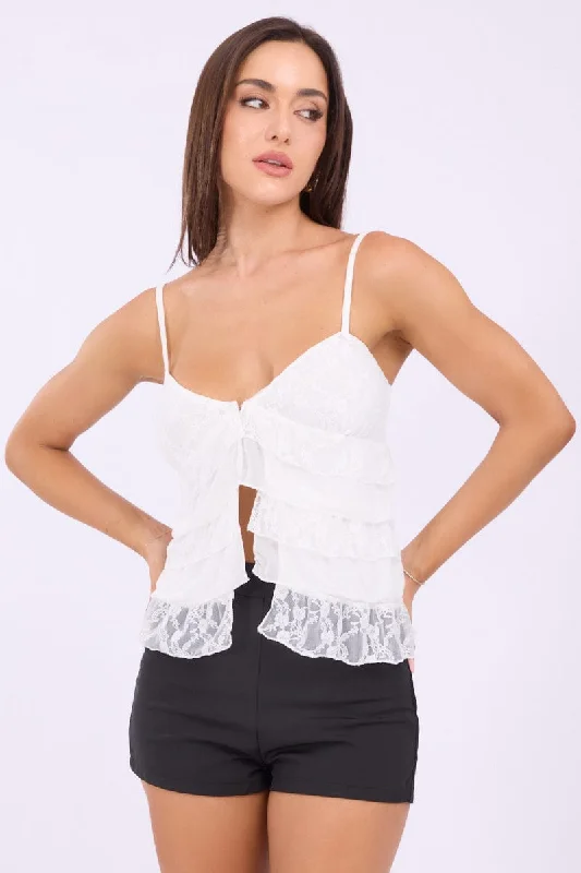 New Styles Just In White Singlet Top Lace