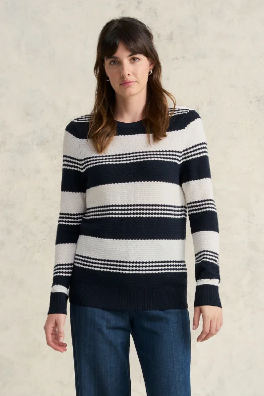 Crazy Price Slashing Stripe Wool Jumper - Ink & White Stripe