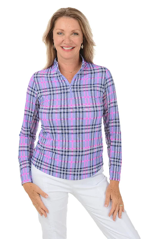 Relaxed Style Deals Lavender Judith Plaid UPF50+ Sun Shirt