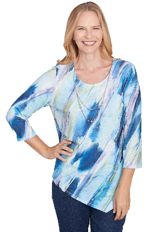 Bid Farewell To The Old Season Petite Diagonal Brushstroke Asymmetrical Necklace Top