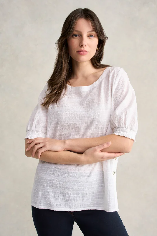 Chic And Edgy Crinkle Cotton Top - White