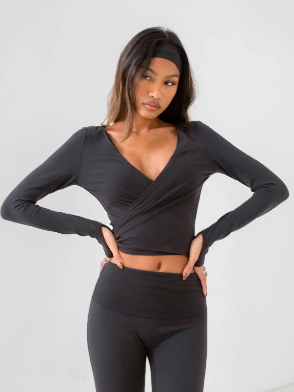 Easy Elegance Sales Reform Wrap Top - Black