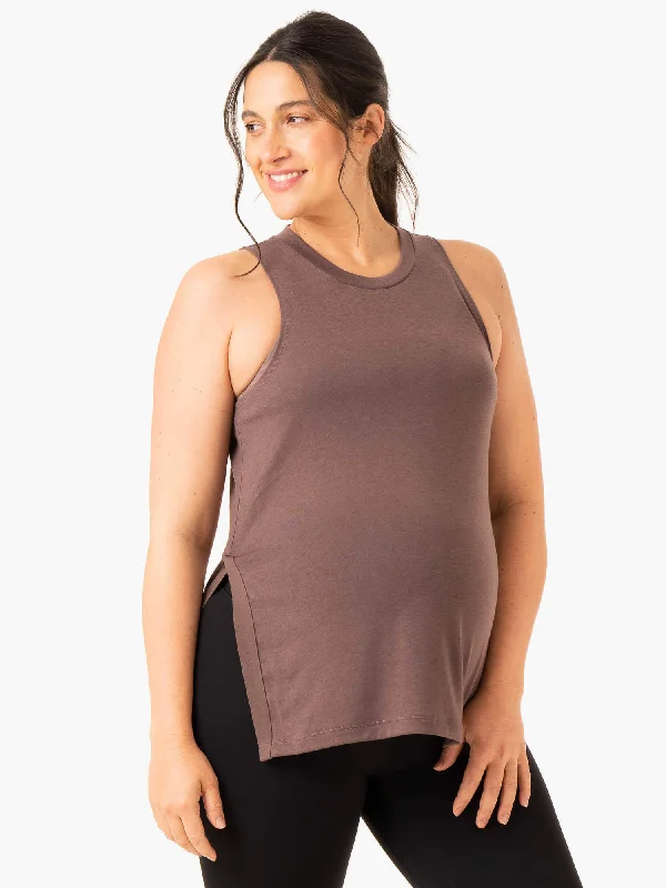 Women's Comfortable Clothes For Weekends Premium Style Active Bump Tank - Chocolate