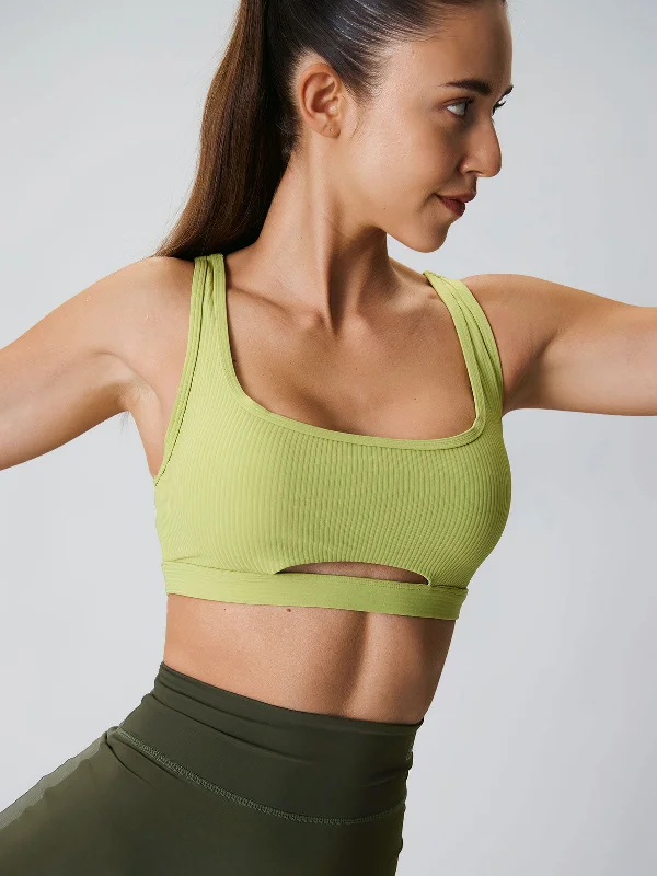 Women's Clothes For Special Occasions Huge Price Cut Light Green Cut Out Sports Bra