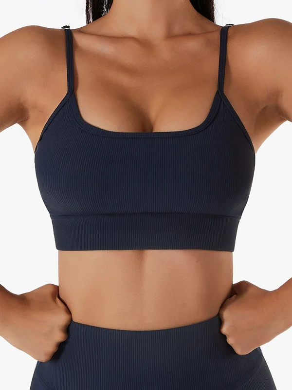 Chic Clothes For Women Unbeatable Prices Navy Square Neck Sports Bra - Medium Support