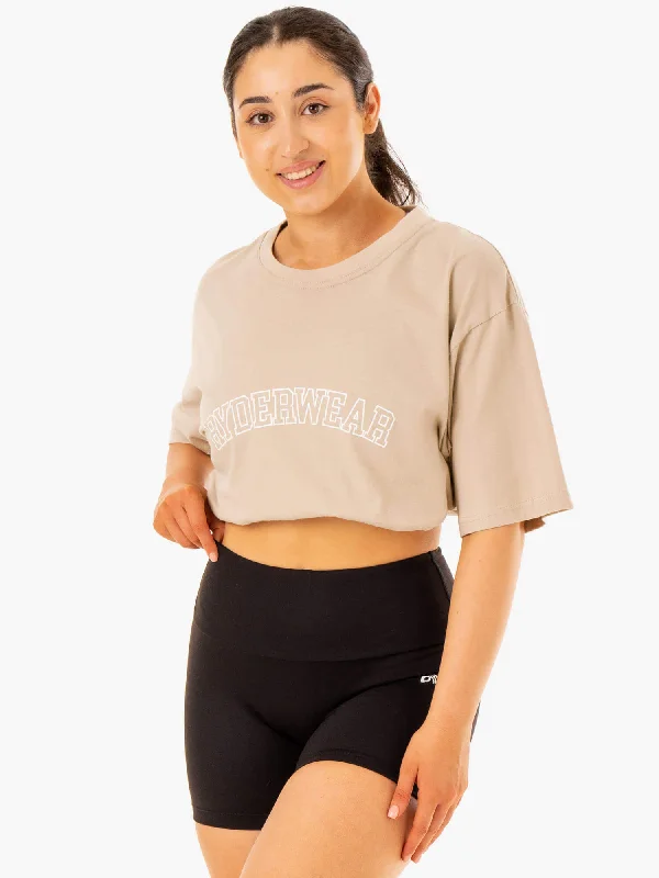 Women's Functional Apparel For Outdoor Activities Ride The Style Wave Oversized T-Shirt - Sandstone