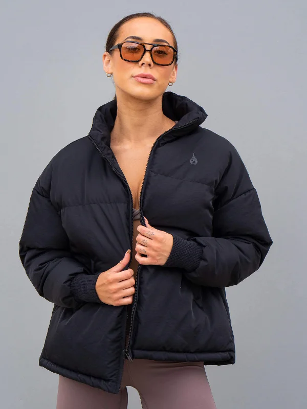 Comfortable Women's Attire Classic Elegance Sales Pace Puffer Jacket - Black