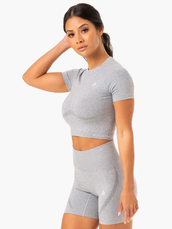 Women's Work Outfit Avant-Garde Style Promotions Sculpt Seamless T-Shirt - Grey Marl