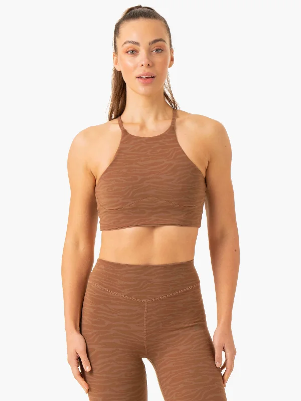 Women's Holiday Outfit Classic Chic Deals Transform Reversible Sports Crop - Chocolate Zebra