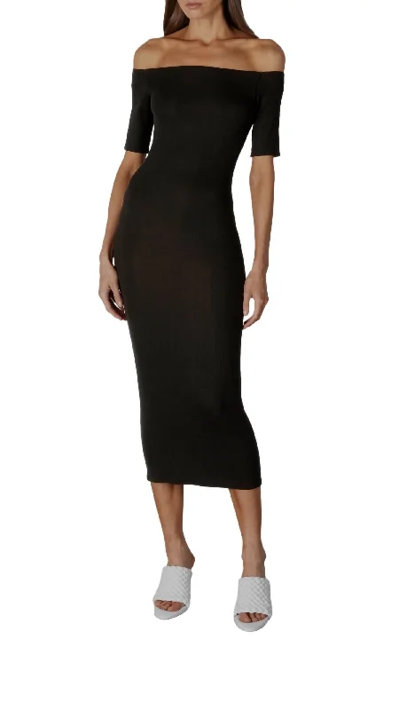 Women's Activewear Apparel Timeless Elegance Sale Silk Knit Dress In Black