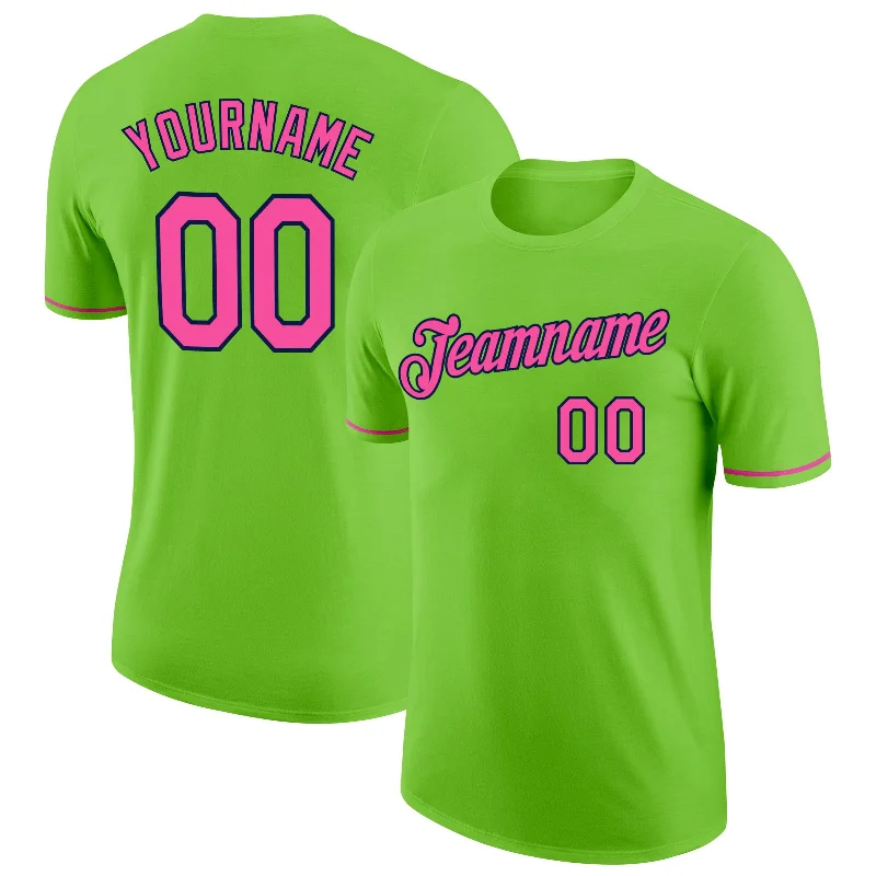 High-Quality Unisex Basics For Everyday Wear Elegant Fashion Offers Custom Neon Green Pink-Navy Performance T-Shirt