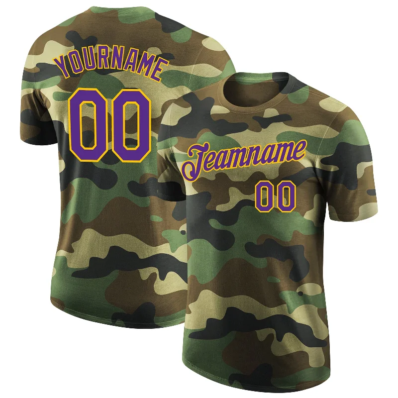 Comfortable Unisex Streetwear Quick Grab Deals Custom Camo Purple-Yellow Performance Salute To Service T-Shirt