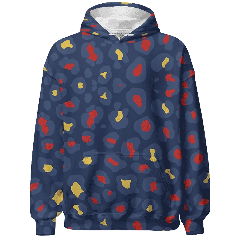 Unisex Casual Wear For All Seasons Chic Styles NastyJamz VaporMax Plus Midnight Navy Gold Black Hoodie Match Leopard Pattern All-Over Print